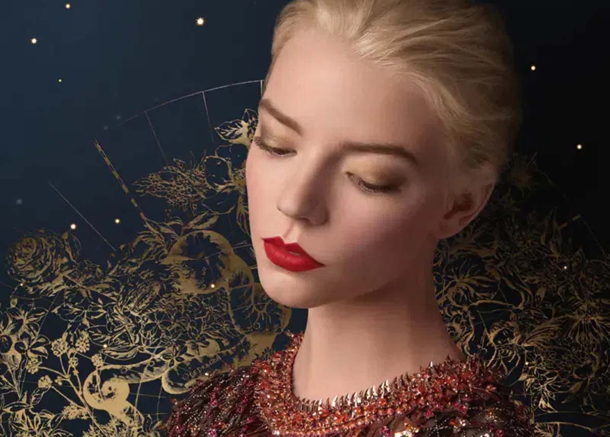 Dior Happy Holidays 2022 com motivos mágicos e encarnada por Anya Taylor-Joy